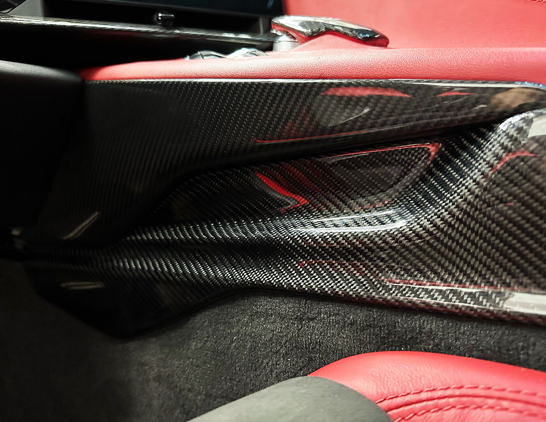 C8 Corvette Carbon Fiber Side Console Interior Trim Replacements | Next-Gen Carbon