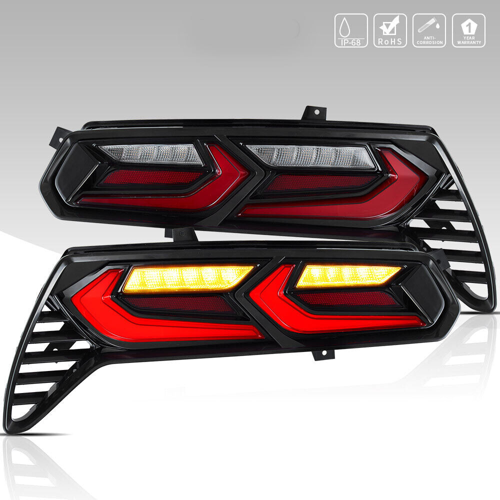 2014-19 C7 Corvette C8 Style RGB Flow Sequential Smoked LED Rear Tail Lights image 10