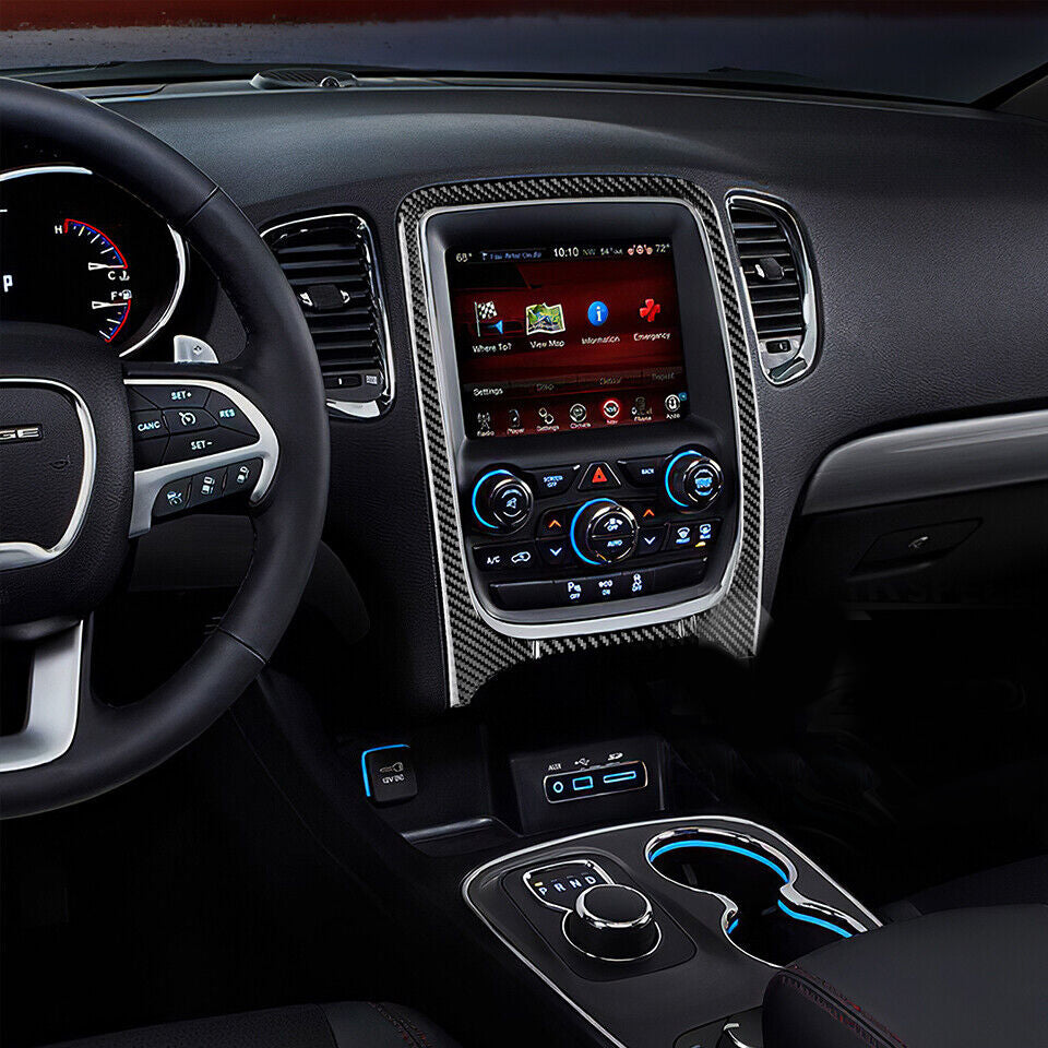 2011-20 Dodge Durango Real Carbon Fiber Interior Center Console Radio Nav Trim Cover Overlay Kit