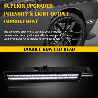 2015- 24 Dodge Challenger Smoked Dual White LED Side Markers