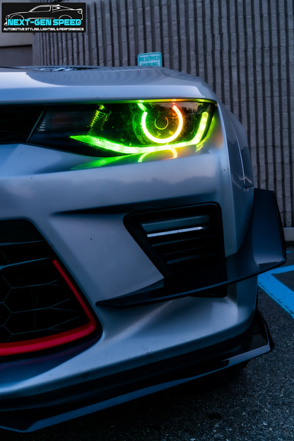 2016 - 18 Camaro Prebuilt Color Changing Headlights | Flowseries/RGB | Halo Ring | Demon Eye image 3