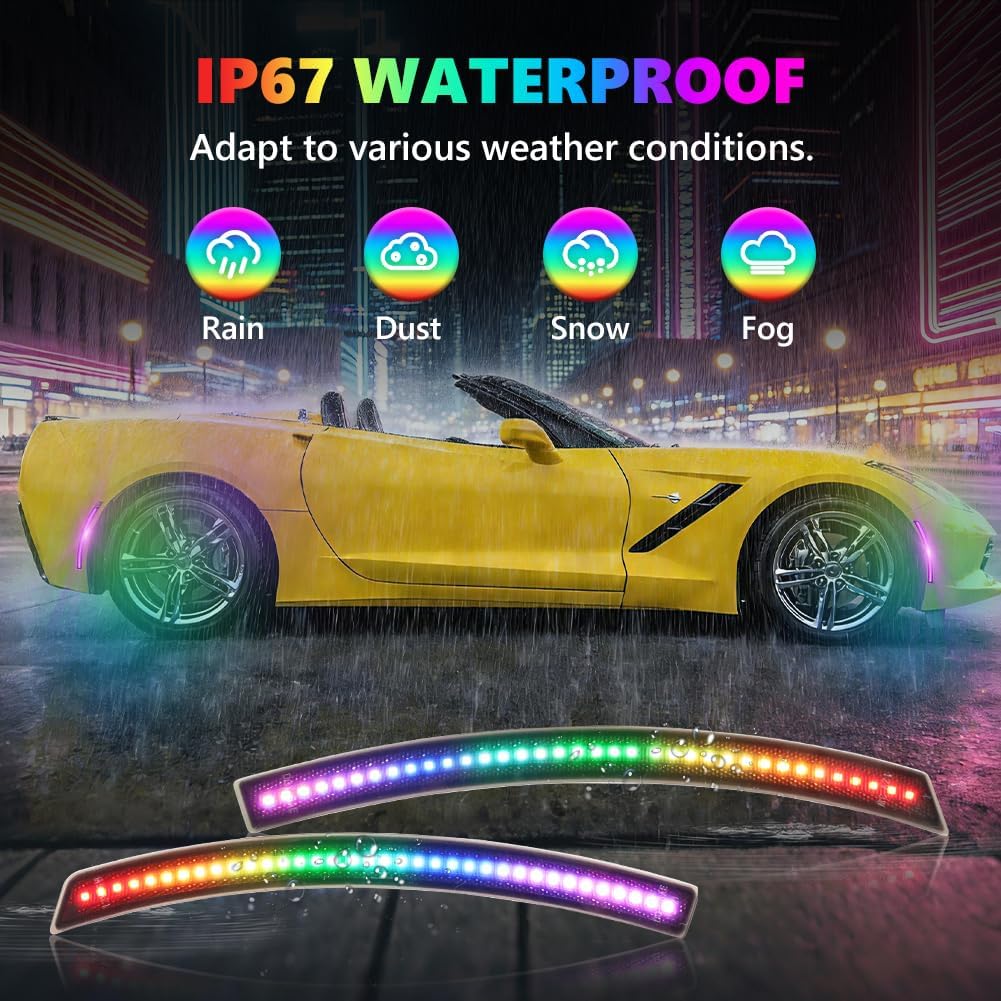 2014 - 19 Corvette C7 Smoked RGB LED Side Markers image 6