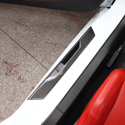 C8 Corvette Soft Carbon Fiber Door Sill Covers in Black / Red | Next-Gen Carbon