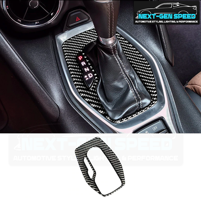 2016 - 24 Camaro Carbon Fiber Gear Shift Panel | Black/Red Carbon