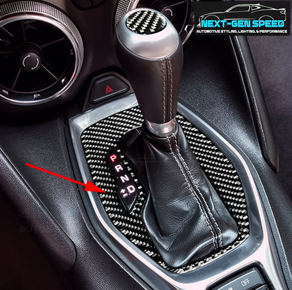 2016 - 24 Camaro Carbon Fiber Gear Shift Panel | Black/Red Carbon