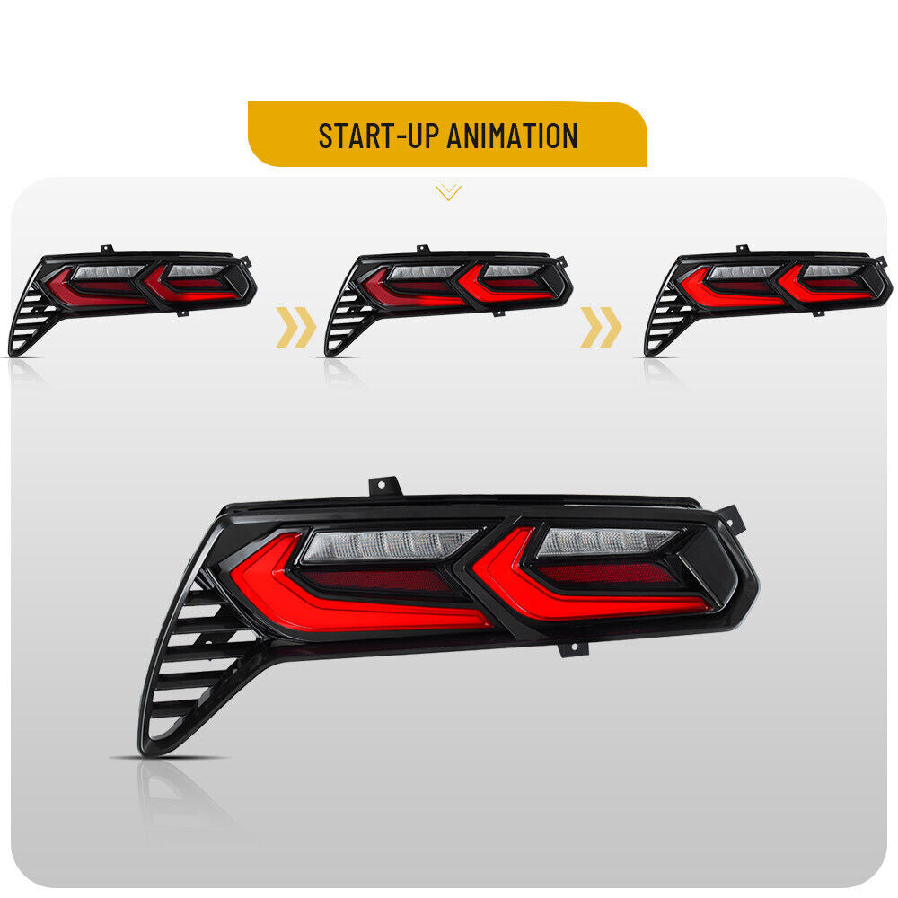 2014-19 C7 Corvette C8 Style Sequential Smoked LED Rear Tail Lights