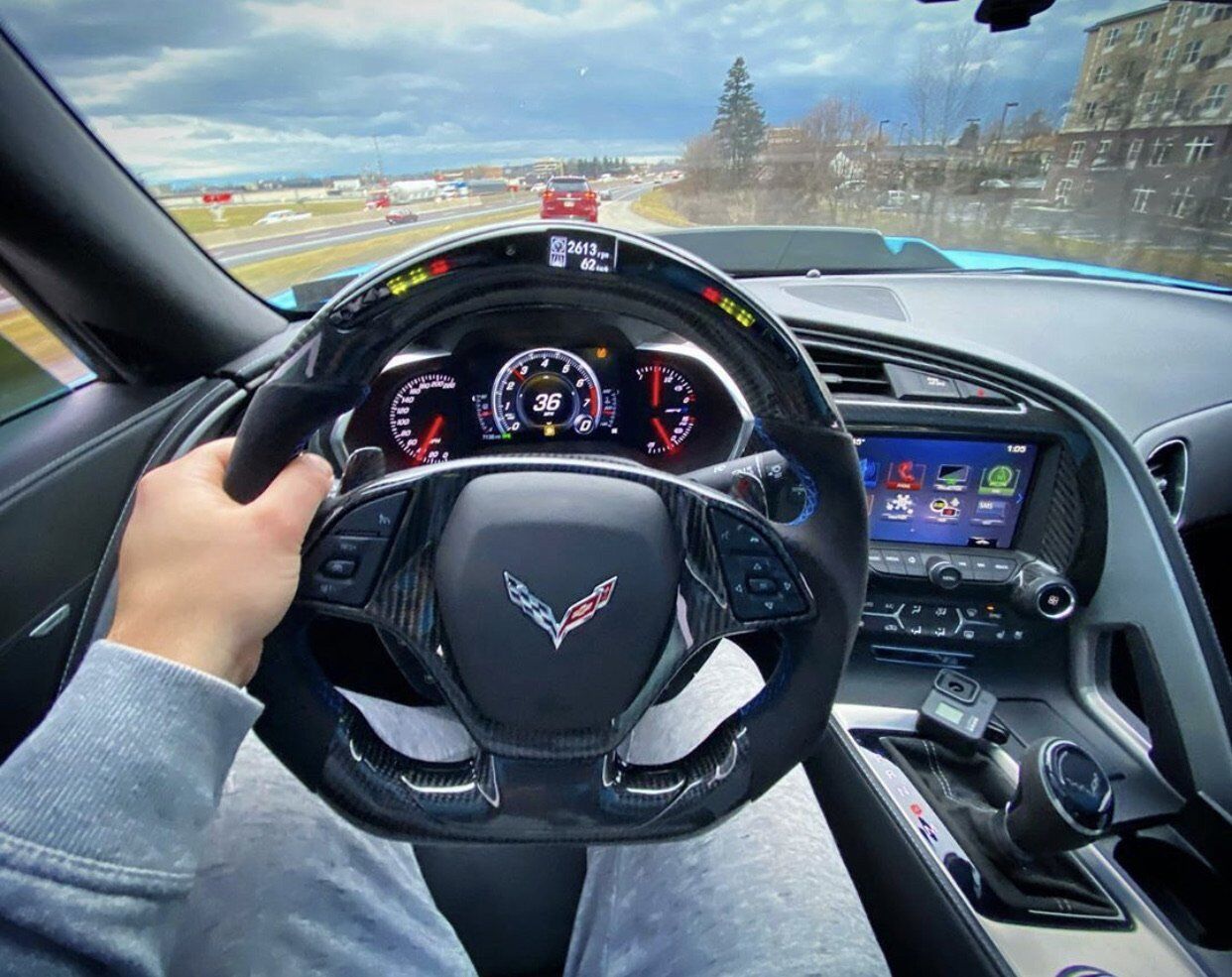 2014-19 C7 Corvette Custom Carbon Fiber LED Steering Wheel (Complete/Heated) | Next-Gen Carbon