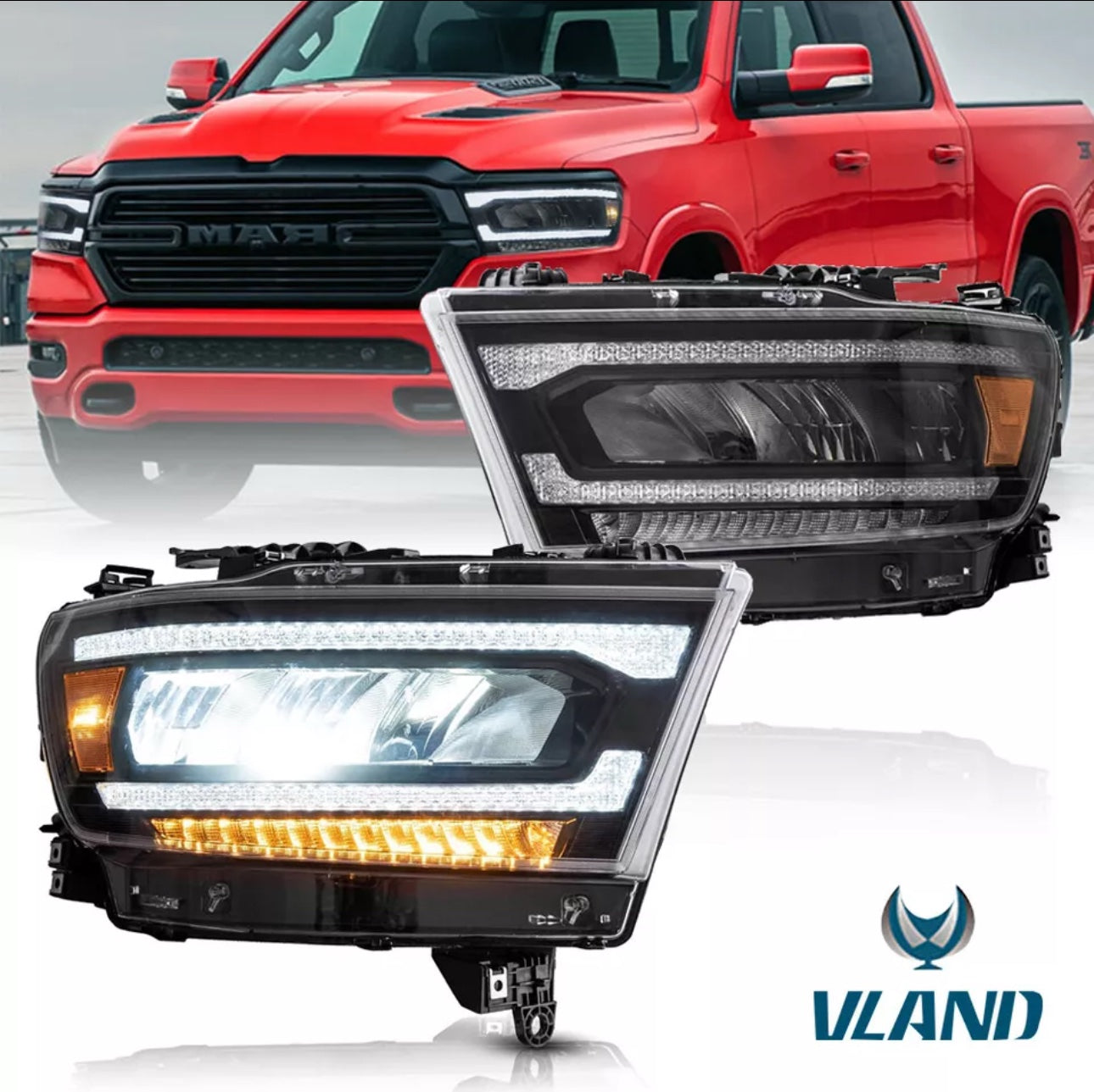 2019+ Upgraded LED DRL Ram 1500 Headlights