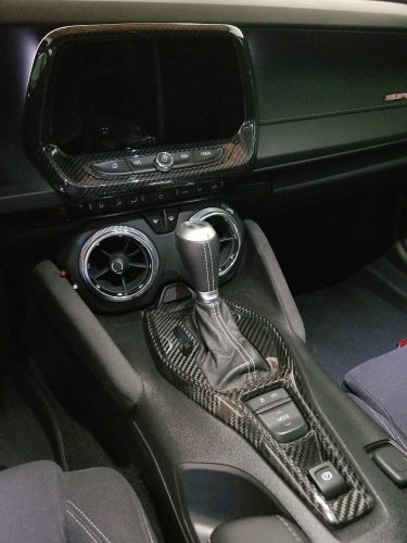2016 - 24 Camaro Real Carbon Fiber 8" Radio Screen Trim Cover in Black/Red | Next-Gen Carbon