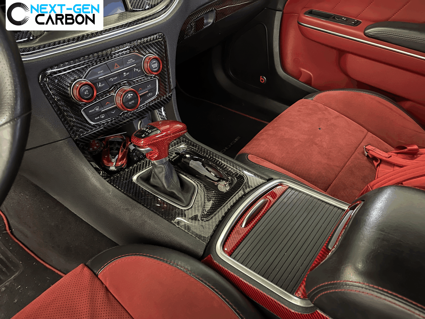 2015 - 24 Dodge Charger Carbon Fiber Cup Holder Console Trim | Next-Gen Carbon