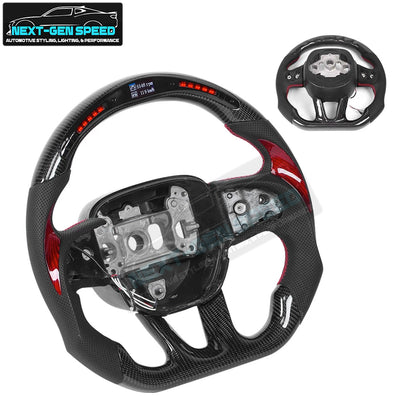 2015 - 24 Dodge Charger / Challenger / Durango /Track Hawk SRT LED Carbon Fiber Leather Steering Wheel