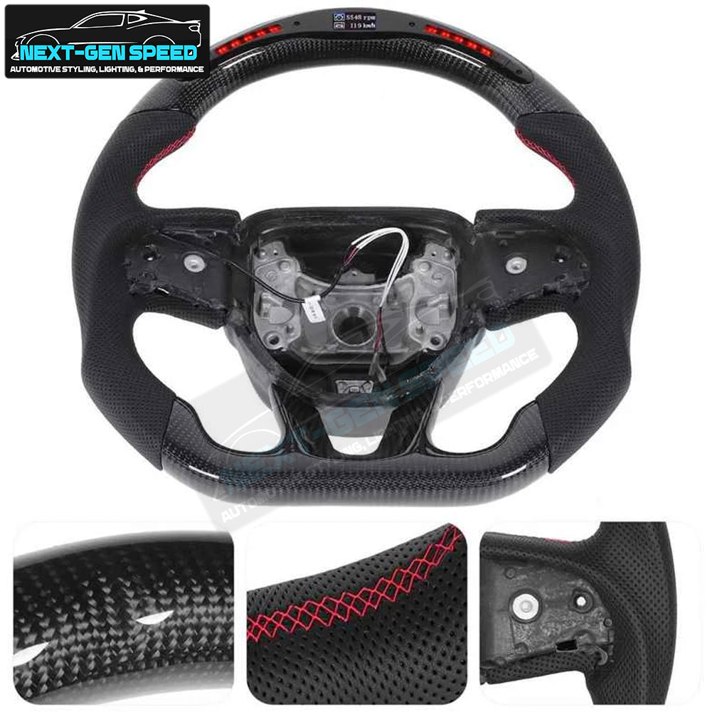 2015 - 24 Dodge Charger / Challenger / Durango /Track Hawk SRT LED Carbon Fiber Leather Steering Wheel