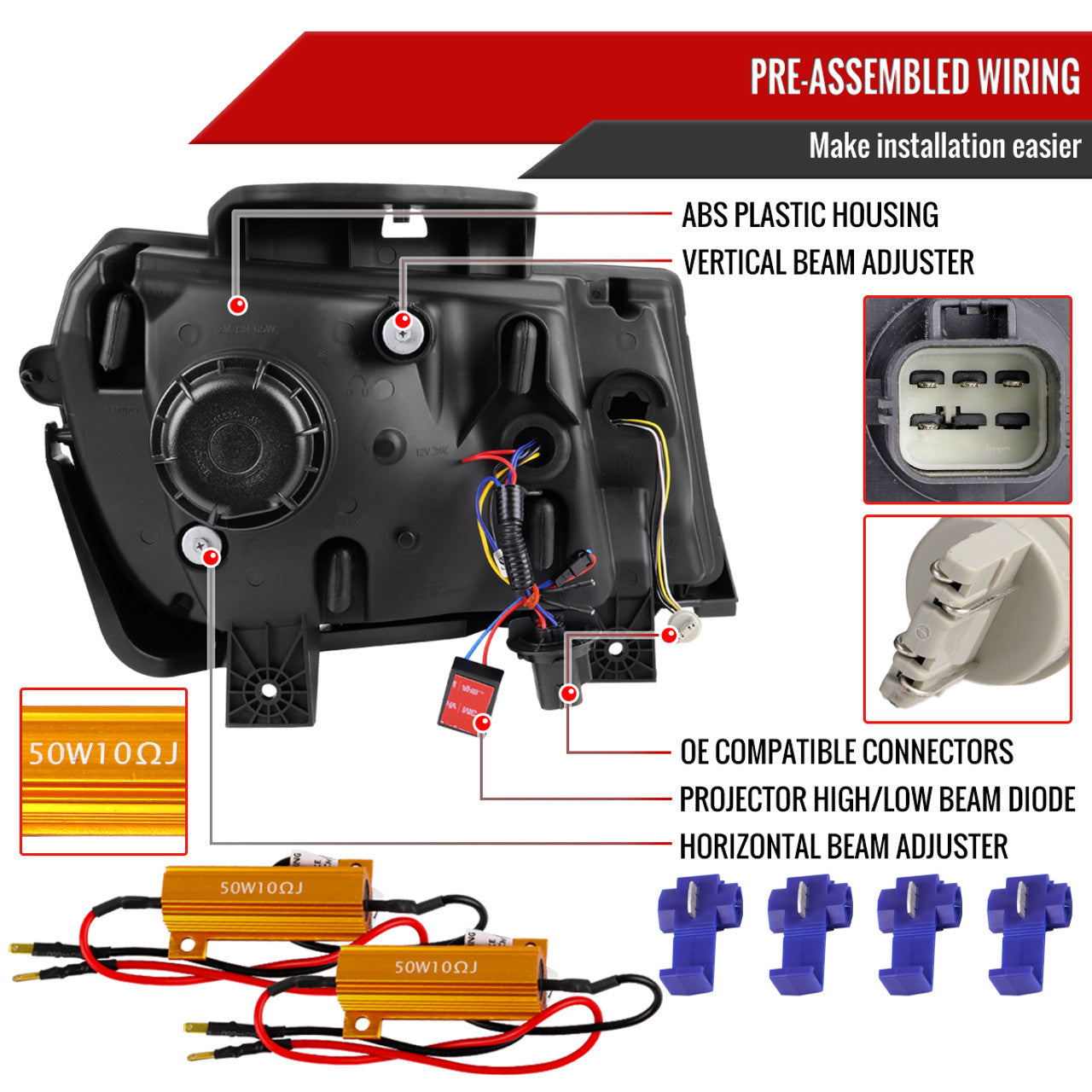 2014 - 15 Camaro Smoked Sequential Projector Headlights