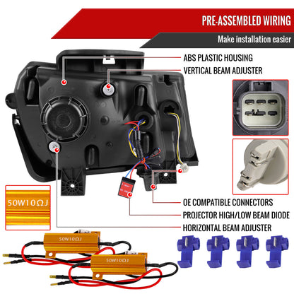 2014 - 15 Camaro Smoked Sequential Projector Headlights
