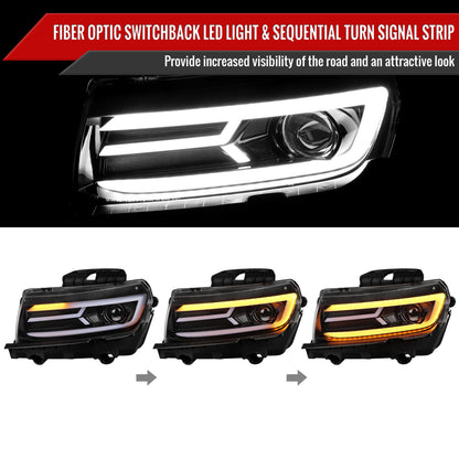 2014 - 15 Camaro Smoked Sequential Projector Headlights