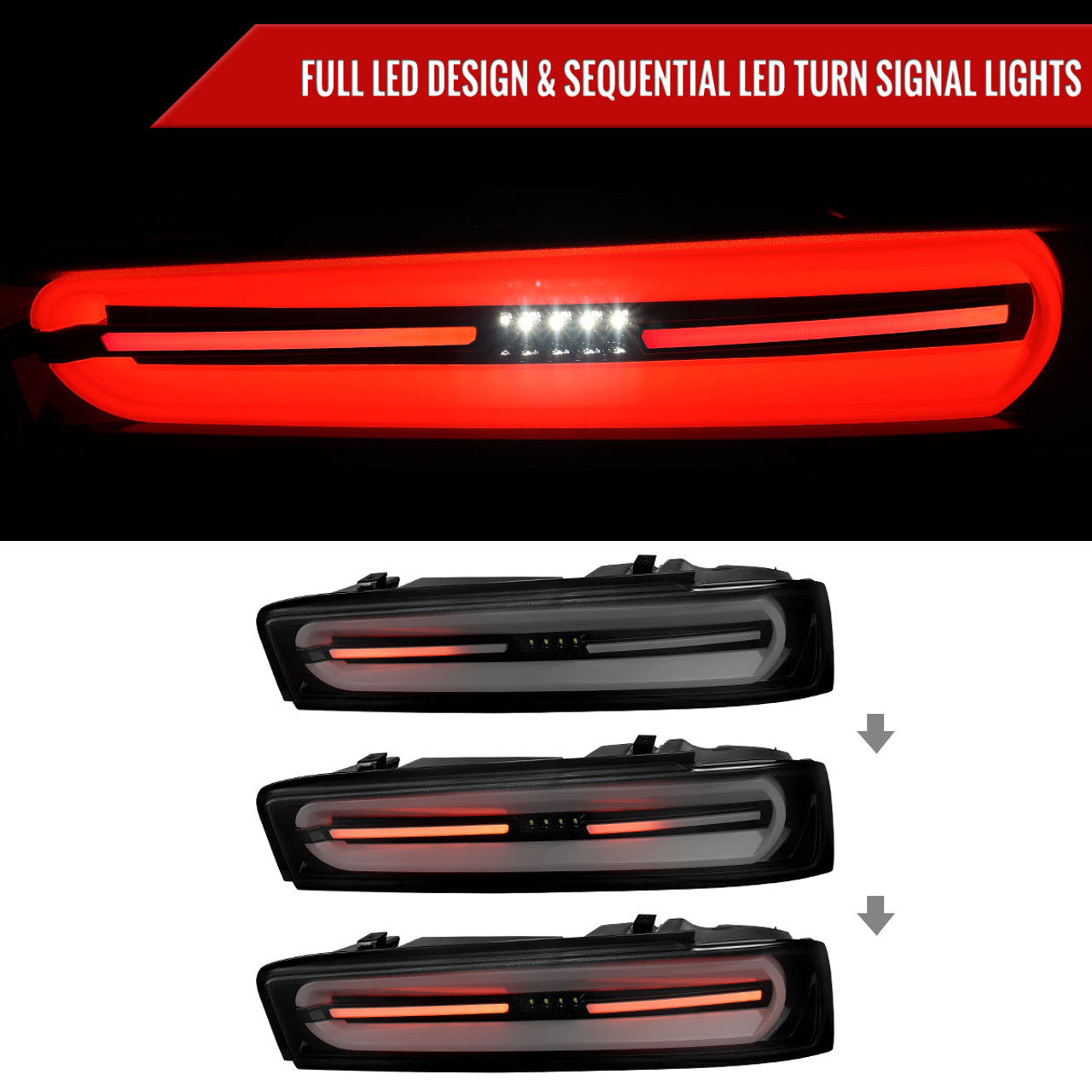 2016 - 18 Camaro Smoked LED Sequential Tail Lights
