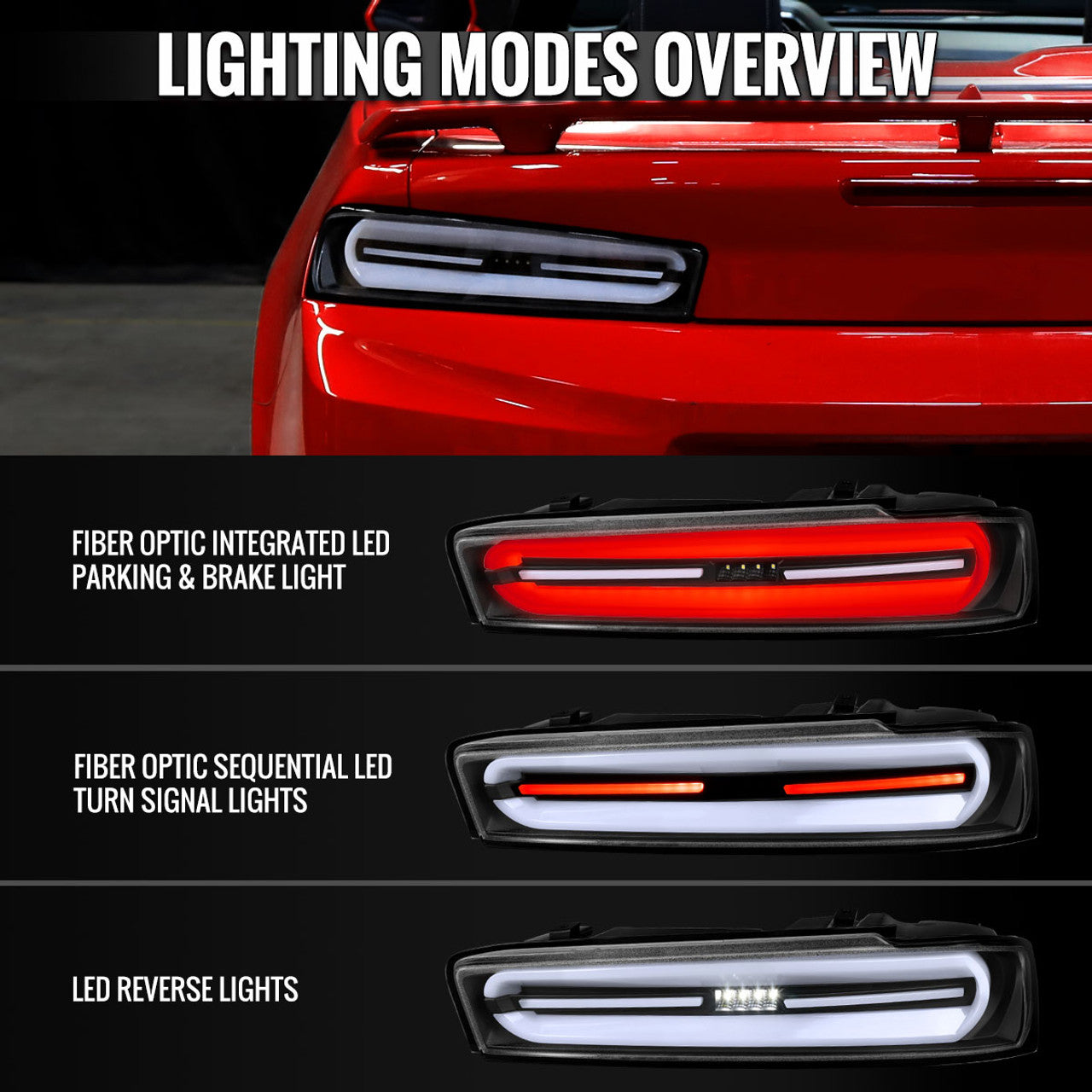 2016 - 18 Camaro Smoked LED Sequential Tail Lights