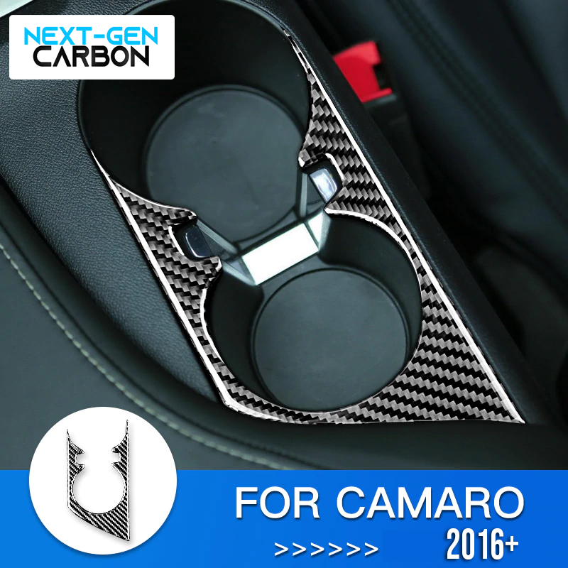 2016 - 24 Camaro Real Carbon Fiber Center Console Overlay Cover | Black / Red Carbon