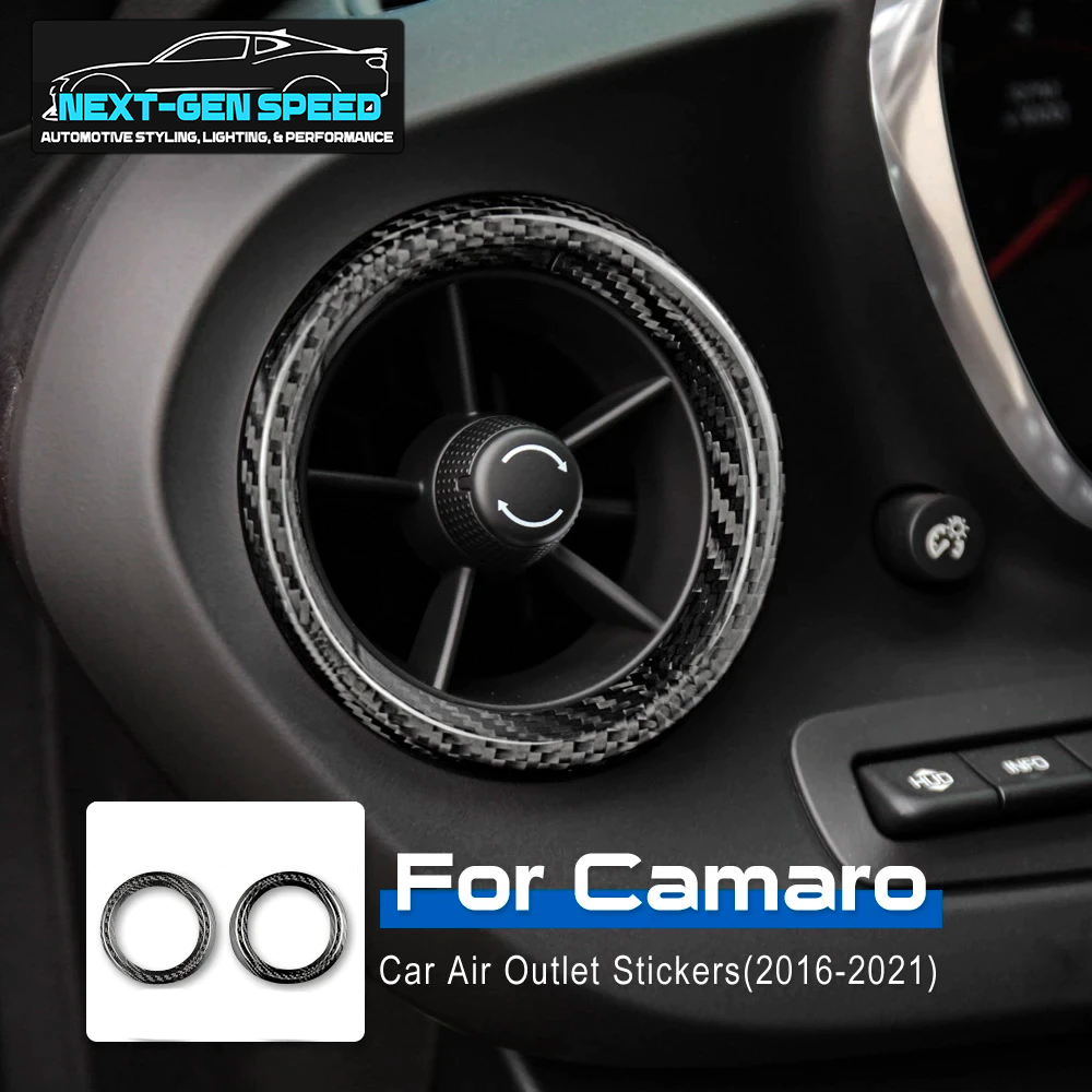 2016 - 24 Camaro Carbon Fiber Interior Air Vent Bezel Ring Covers (Black / Red / Blue)