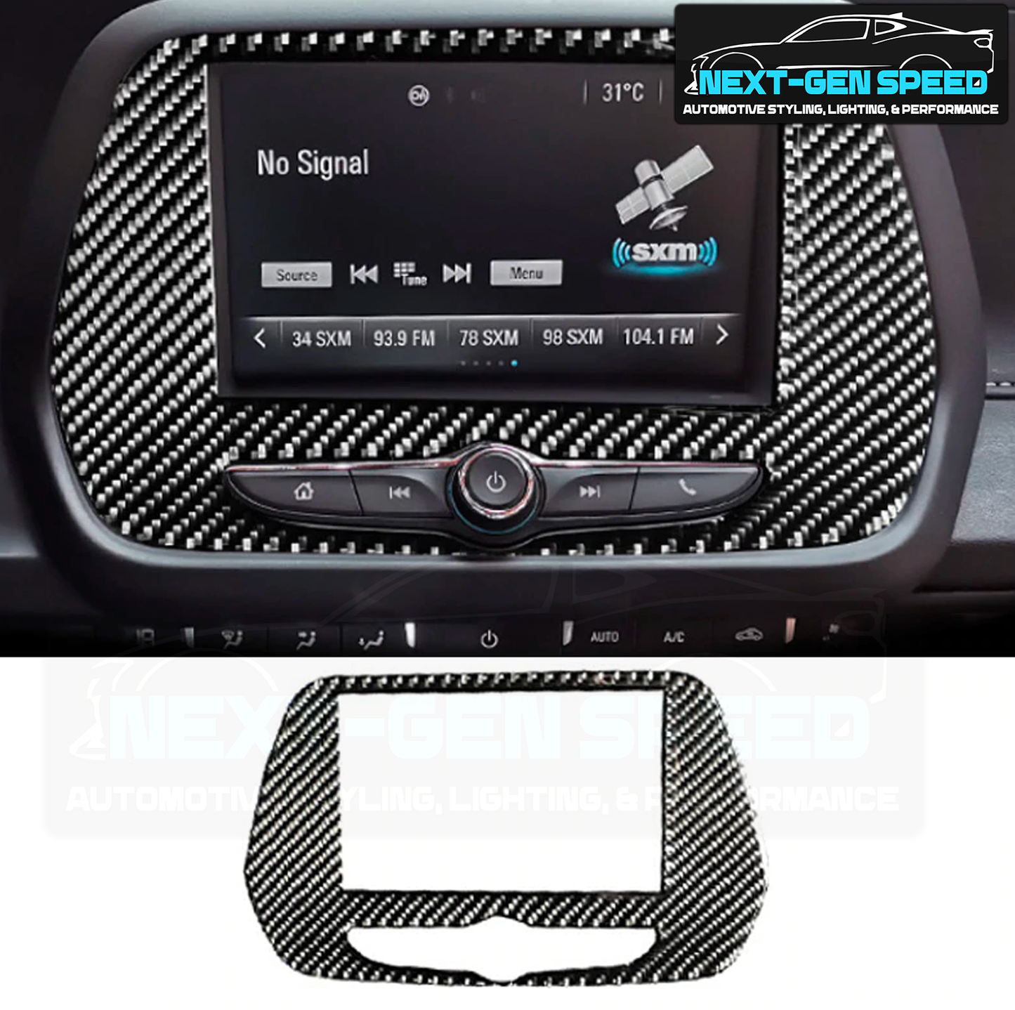 2016 - 24 Camaro Real Carbon Fiber 7" Radio Trim Cover