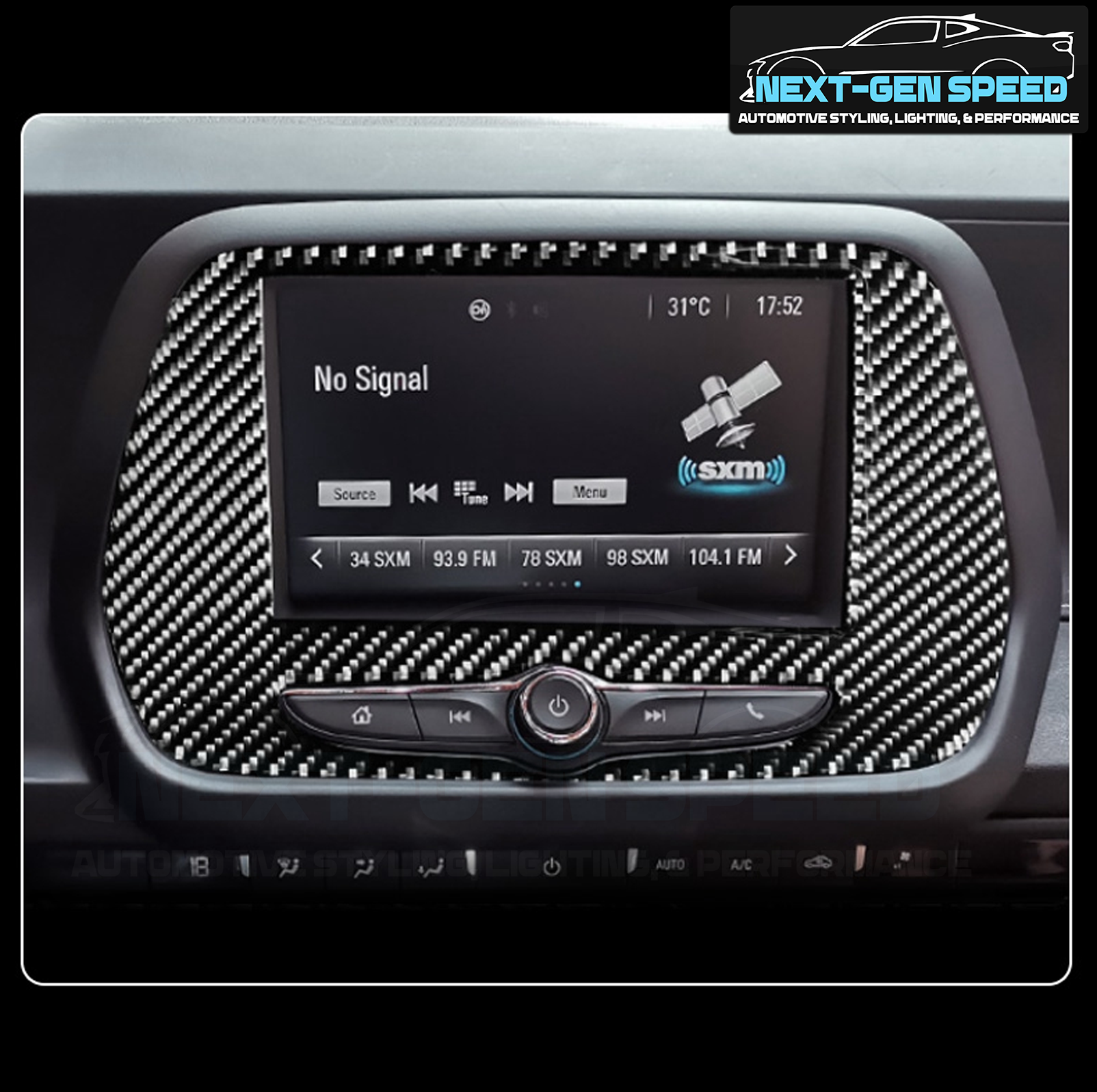 2016 - 24 Camaro Real Carbon Fiber 7" Radio Trim Cover