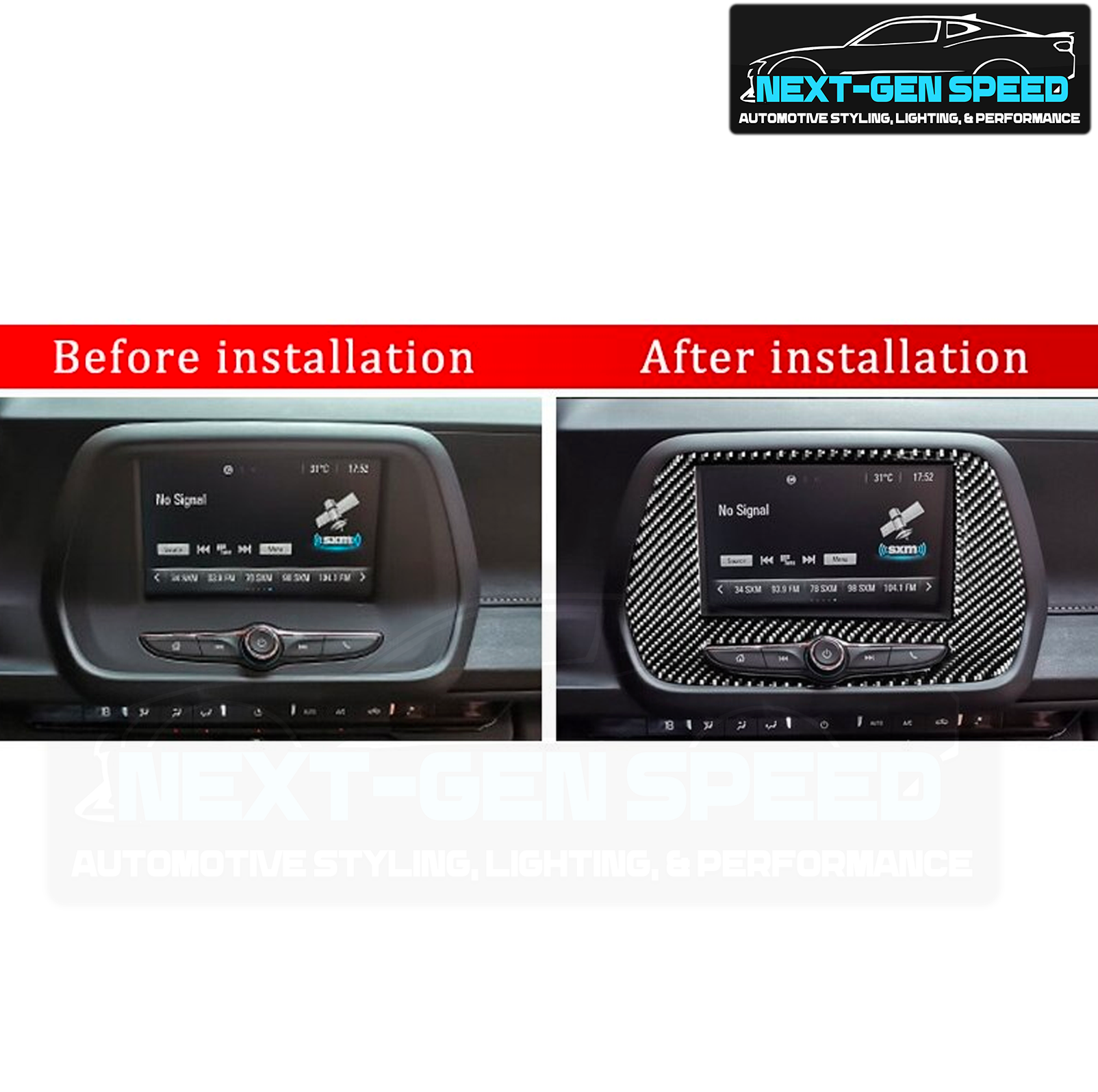 2016 - 24 Camaro Real Carbon Fiber 7" Radio Trim Cover