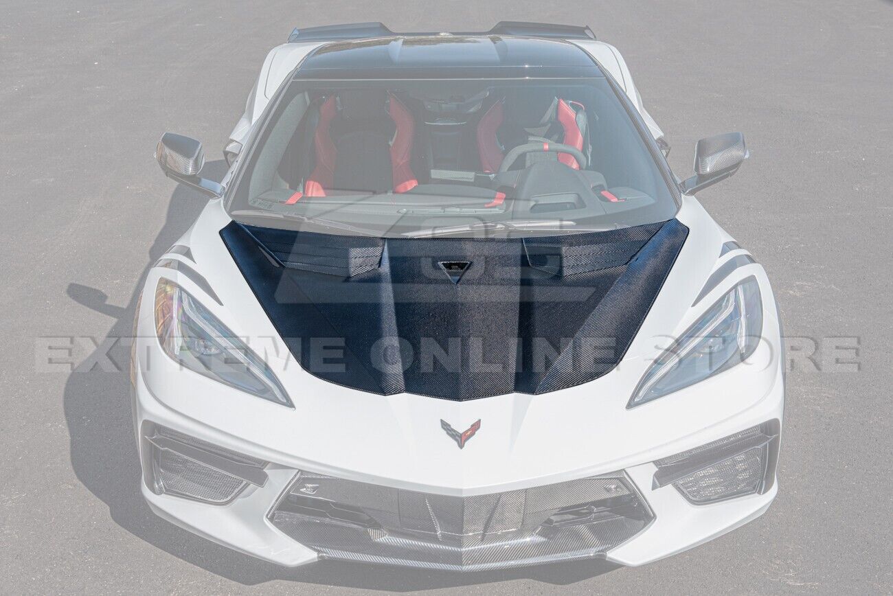 C8 Corvette GT3 R Carbon Fiber Side Vented Extractor Front Hood - Stingray / Z06 | EOS
