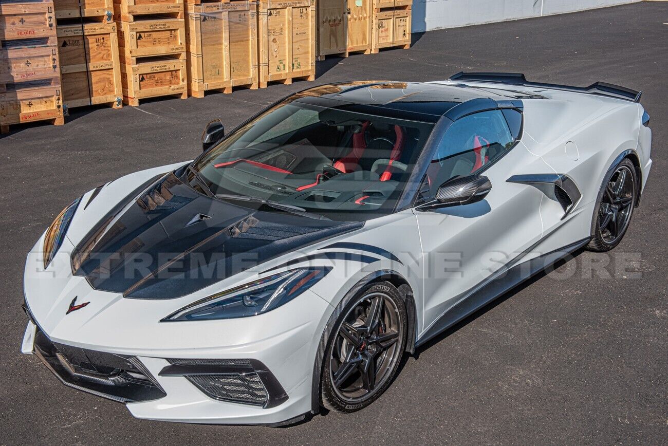 C8 Corvette GT3 R Carbon Fiber Side Vented Extractor Front Hood - Stingray / Z06 | EOS