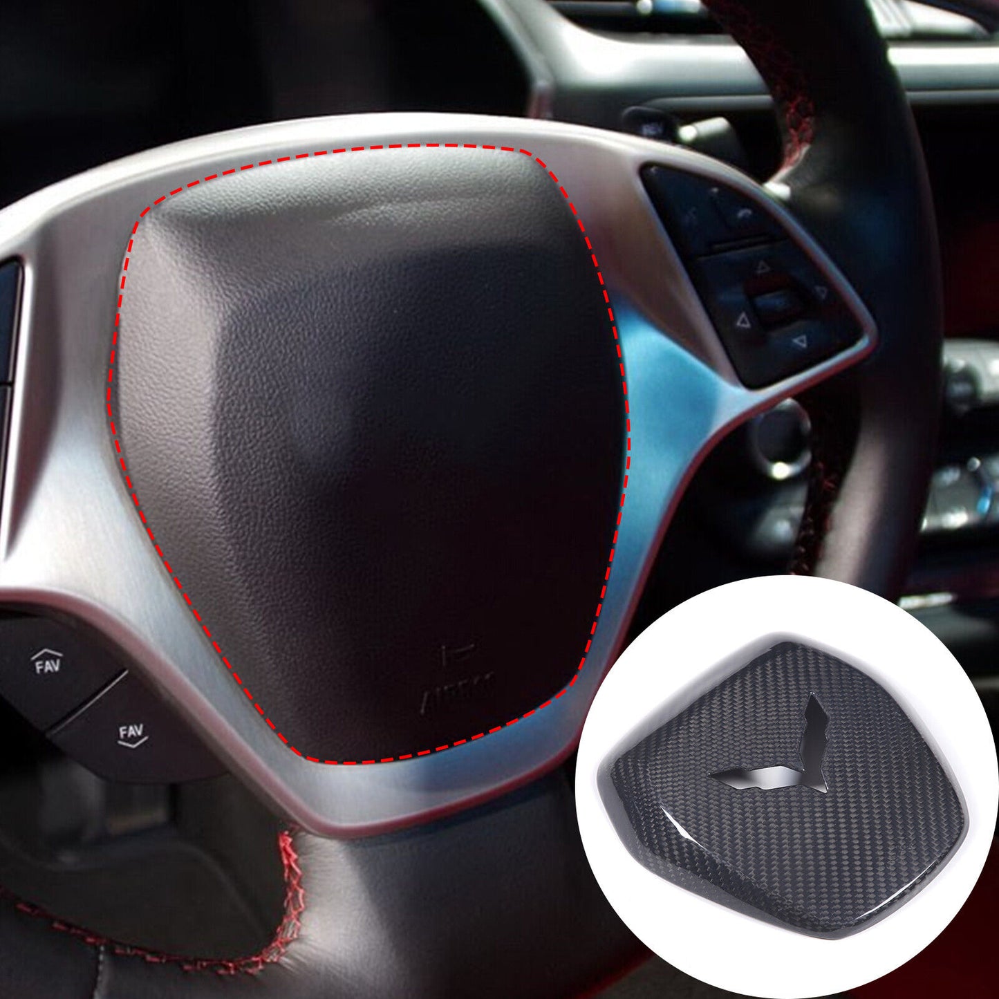 2014 - 19 Corvette C7 Real Carbon Fiber Center Steering Cover