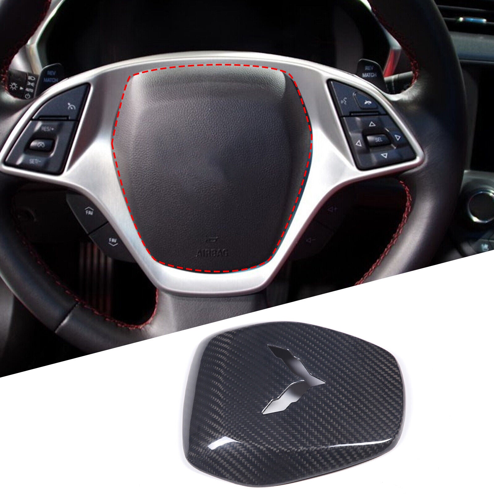 2014 - 19 Corvette C7 Real Carbon Fiber Center Steering Cover