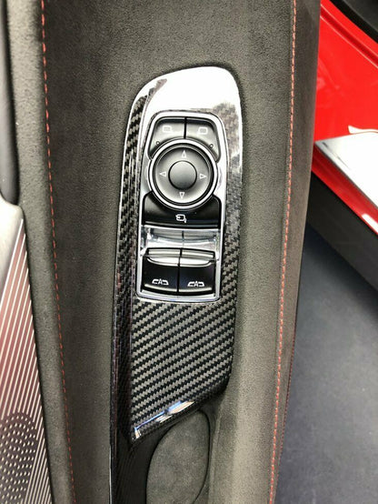 C8 Corvette Carbon Fiber Window Switch Panel Covers (Coupe/Convertible) | Black / Red / Blue Carbon