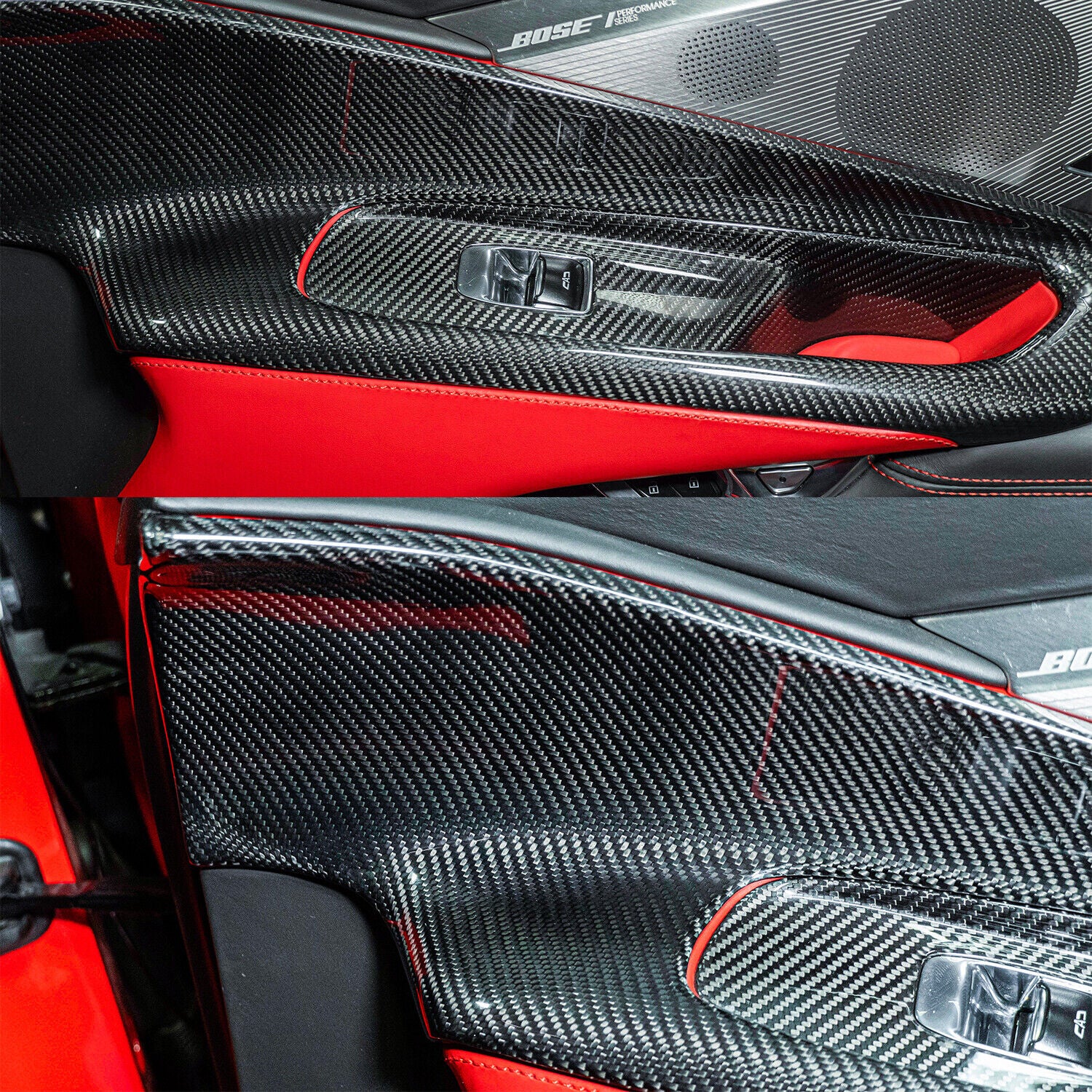 C8 Corvette Carbon Fiber Window Switch Frame Trim Covers | Next-Gen Carbon