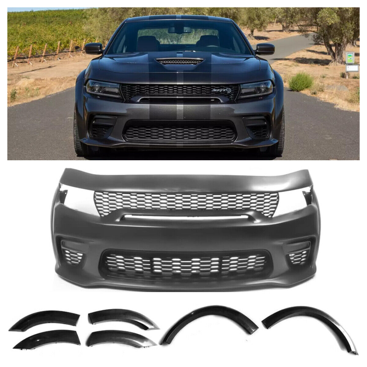 2015 - 23 Charger Widebody Front Bumper + Fender Flare Kit