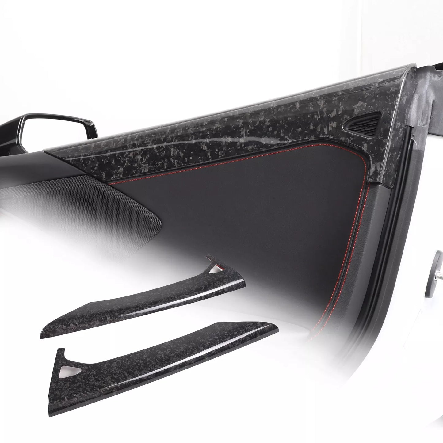 C8 Corvette Carbon Fiber Interior Inner Door Upper Covers | Next-Gen Carbon