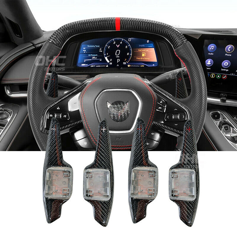 C8 Corvette Carbon Fiber Extended Paddle Shifters Replacements | Next-Gen Carbon