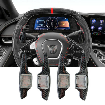 C8 Corvette Carbon Fiber Extended Paddle Shifters Replacements | Next-Gen Carbon