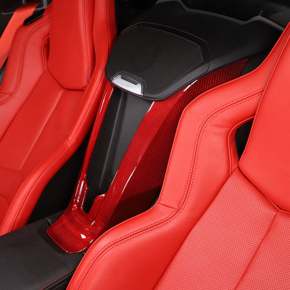 C8 Corvette Carbon Fiber Rear Waterfall Compartment Cover | Black / Red Carbon Fiber