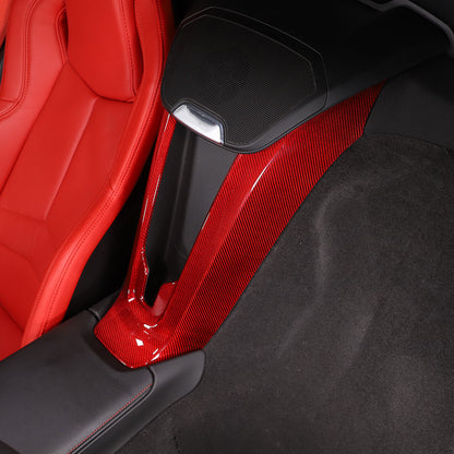 C8 Corvette Carbon Fiber Rear Waterfall Compartment Cover | Black / Red Carbon Fiber