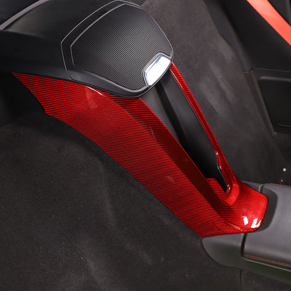 C8 Corvette Carbon Fiber Rear Waterfall Compartment Cover | Black / Red Carbon Fiber