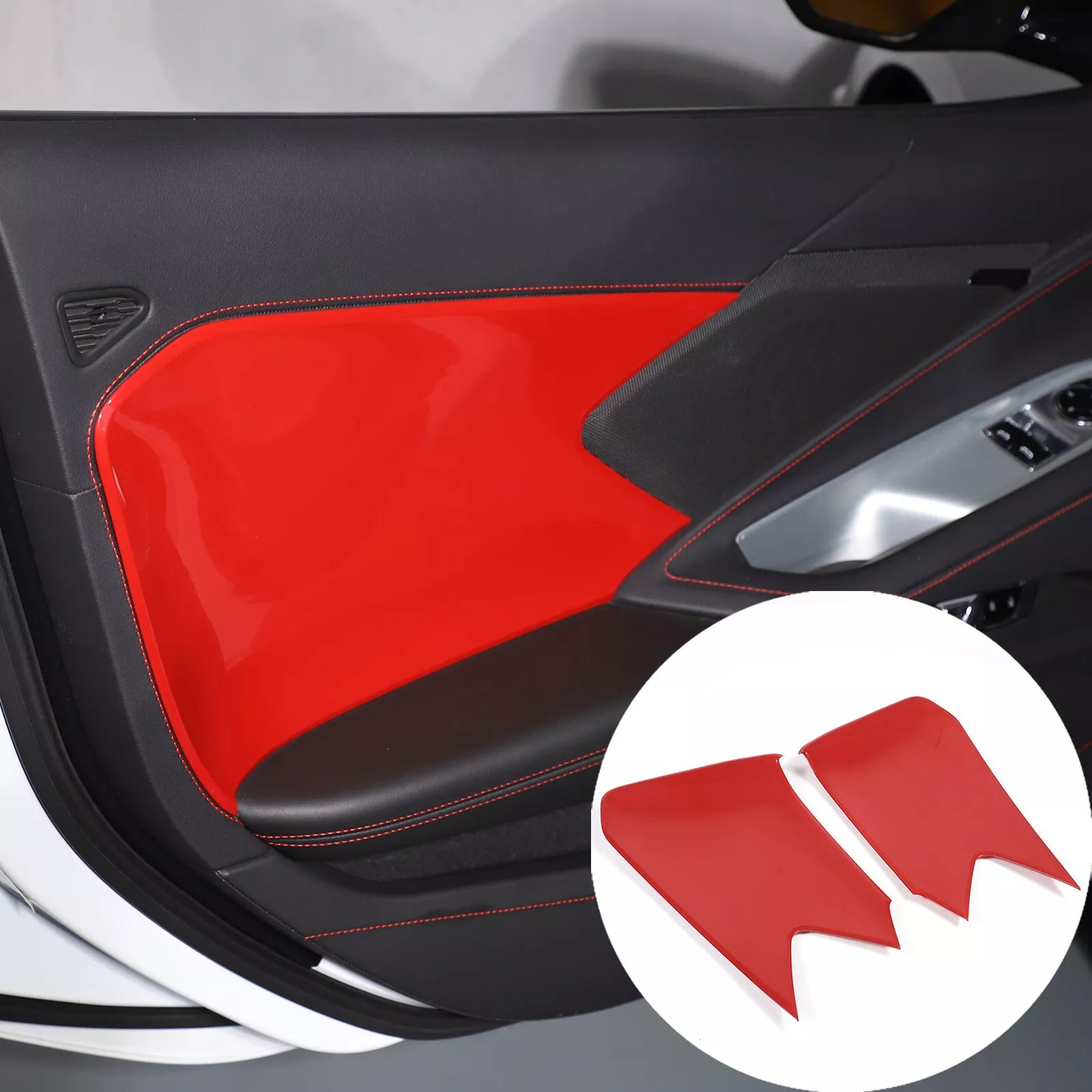 C8 Corvette Red Interior ABS Door Panel Insert Covers