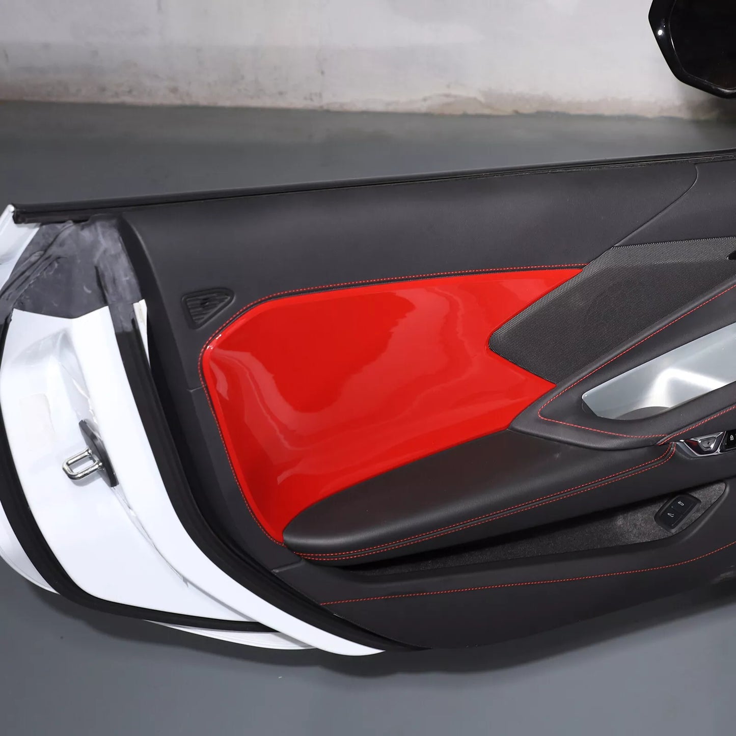 C8 Corvette Red Interior ABS Door Panel Insert Covers