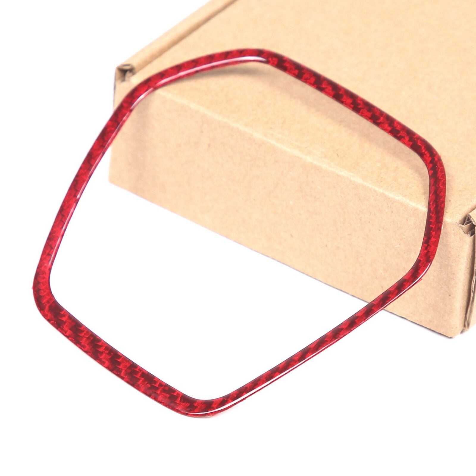 C8 Corvette Red Carbon Fiber Center Steering Wheel Chrome Trim Cover | Next-Gen Carbon