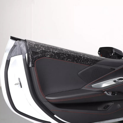 C8 Corvette Carbon Fiber Interior Inner Door Upper Covers | Next-Gen Carbon