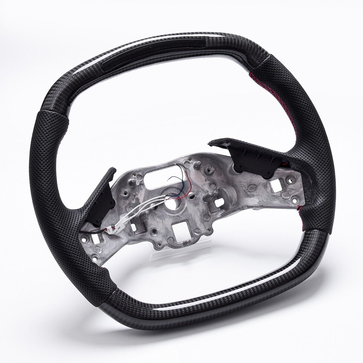 C8 Corvette Carbon Fiber Heated Leather LED RPM Steering Wheel (Bare) - In Stock