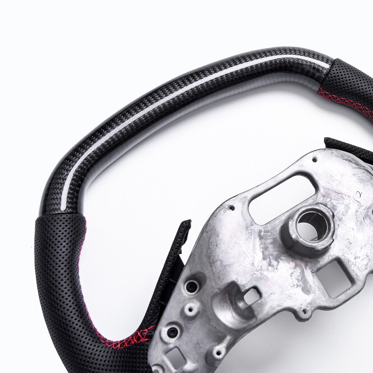 C8 Corvette Carbon Fiber Heated Leather LED RPM Steering Wheel (Bare) - In Stock