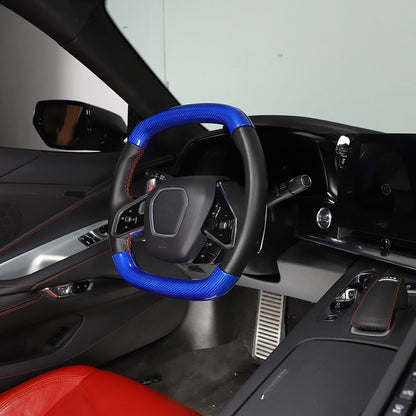 C8 Corvette Real Blue Carbon Fiber Steering Wheel Conversion Cover Kit | Stingray / Z06