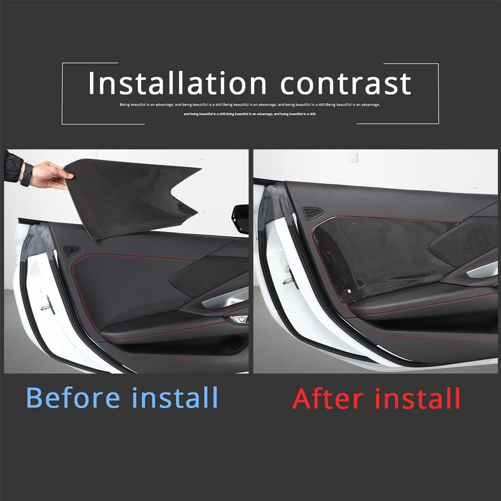 C8 Corvette Hard Carbon Fiber Door Panel Insert Covers | Next-Gen Carbon