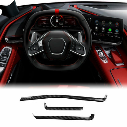 C8 Corvette Carbon Fiber Interior Dash Trim Kit 3PC - (Black / Red / Blue / Forged) | Stingray / Z06 / E-Ray