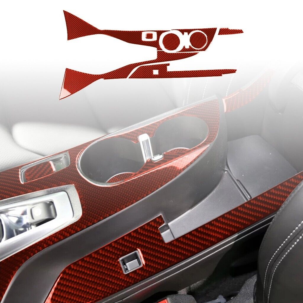 2016 - 24 Camaro Real Carbon Fiber Center Console Overlay Cover | Black / Red Carbon