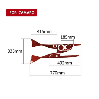 2016 - 24 Camaro Real Carbon Fiber Center Console Overlay Cover | Black / Red Carbon